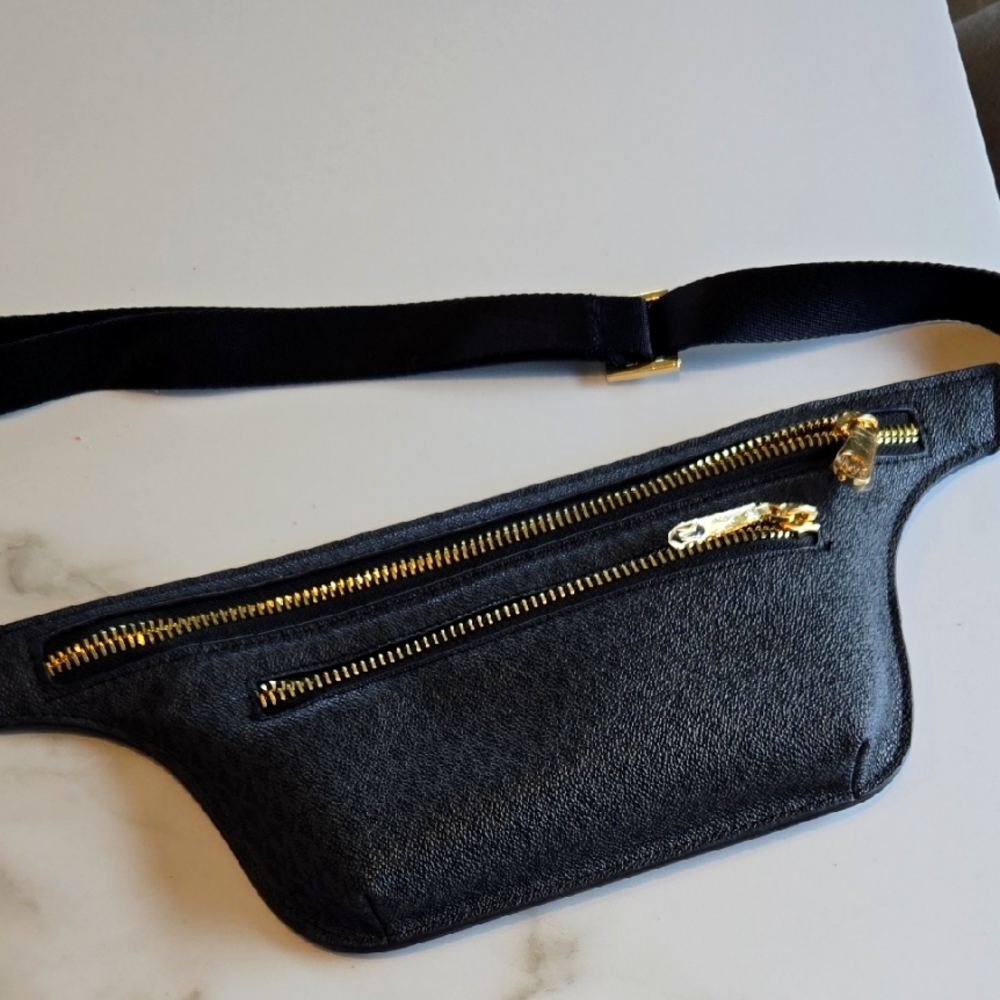Michael Kors Black Bag with Gold Accents